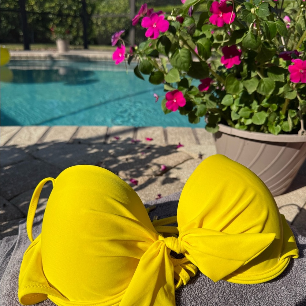Bright Yellow Bikini Top with Bow